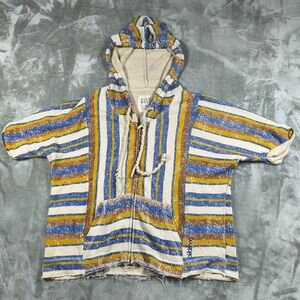 Billabong Baja Hoodie Womens Small Striped Pullover Surf Festival Full Zip Boho